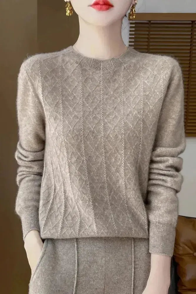 Kara | Orange Diamond-Knit Jumper