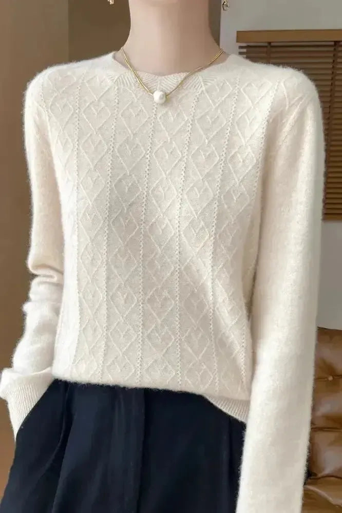 Kara | Orange Diamond-Knit Jumper