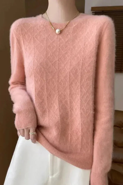Kara | Orange Diamond-Knit Jumper