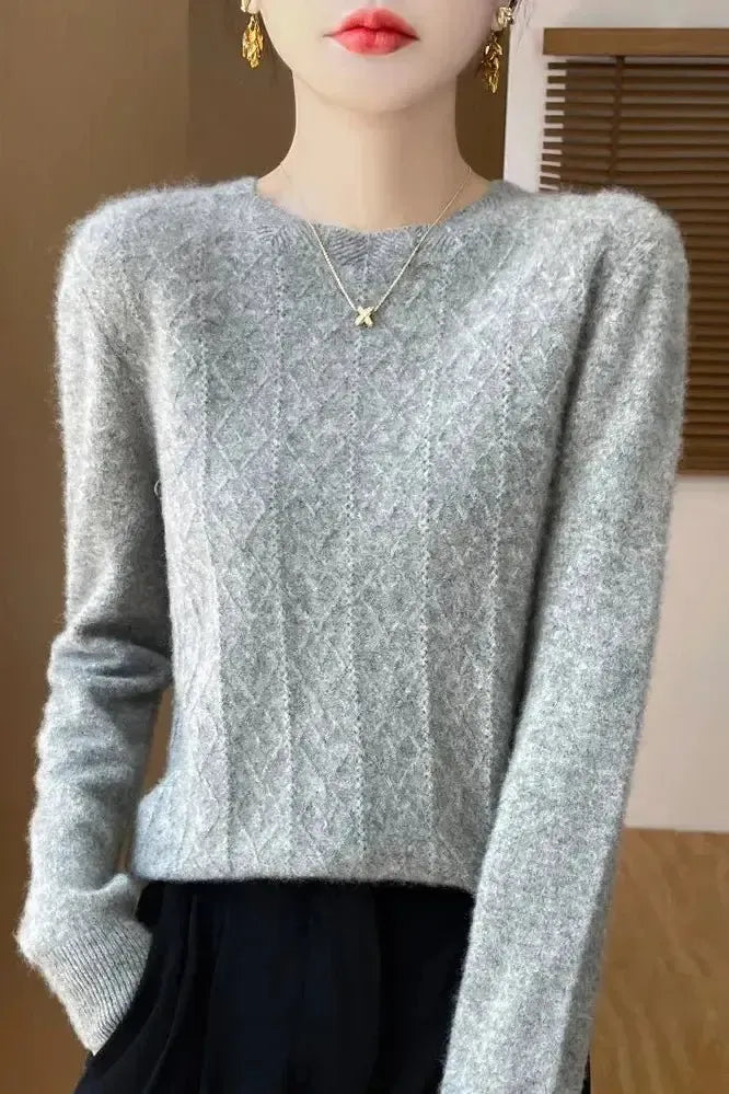 Kara | Orange Diamond-Knit Jumper