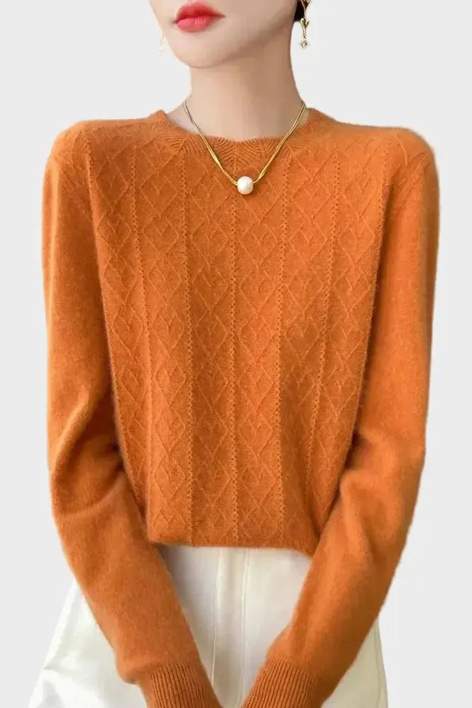 Kara | Orange Diamond-Knit Jumper