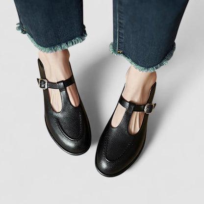 Laurel | Black Flat Mary Jane Shoes