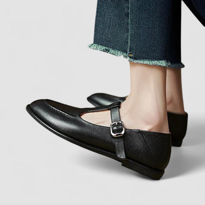 Laurel | Black Flat Mary Jane Shoes