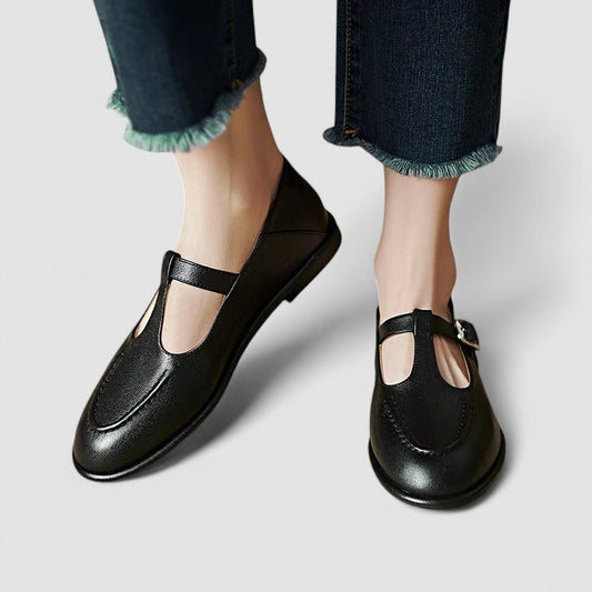 Laurel | Black Flat Mary Jane Shoes