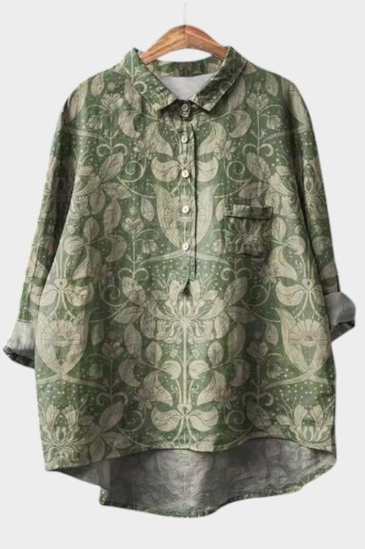 Laura | Green Ornamental Print Shirt