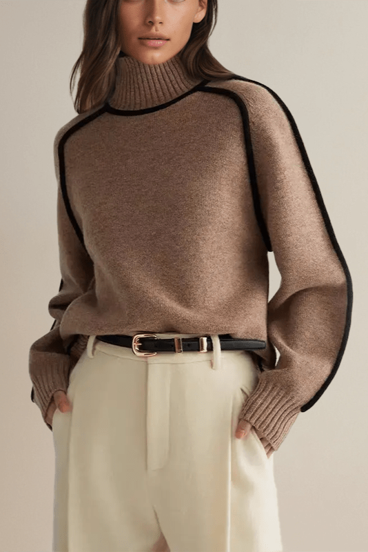 Lara | Cream Contrast-Trim Jumper