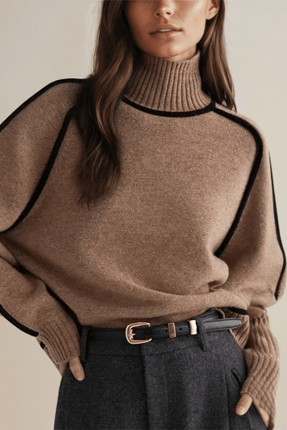 Lara | Cream Contrast-Trim Jumper