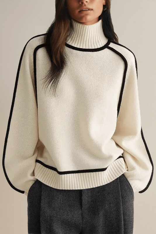 Lara | Cream Contrast-Trim Jumper