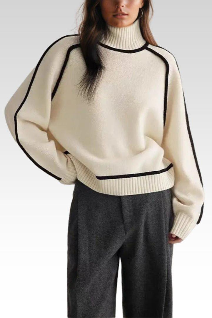 Lara | Cream Contrast-Trim Jumper