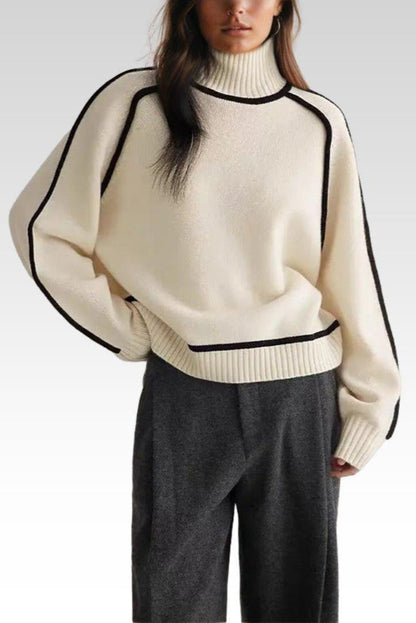 Lara | Cream Contrast-Trim Jumper
