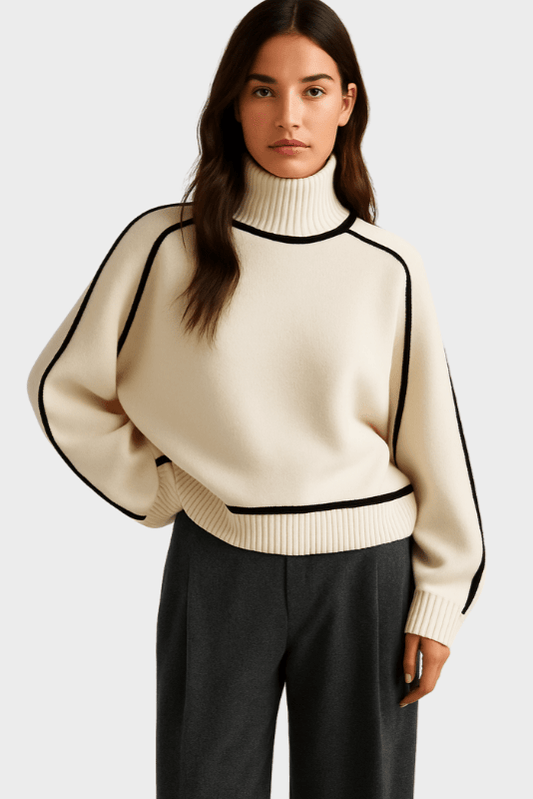 Lara | Cream Contrast-Trim Jumper