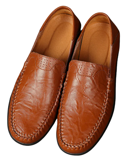 Matthew | Brown Leather Slip-On Loafers