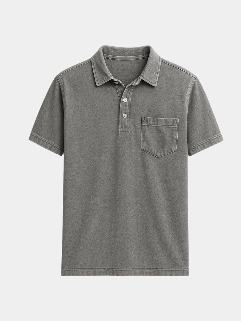 Lawrence | Denim-Look Pocket Polo Shirt