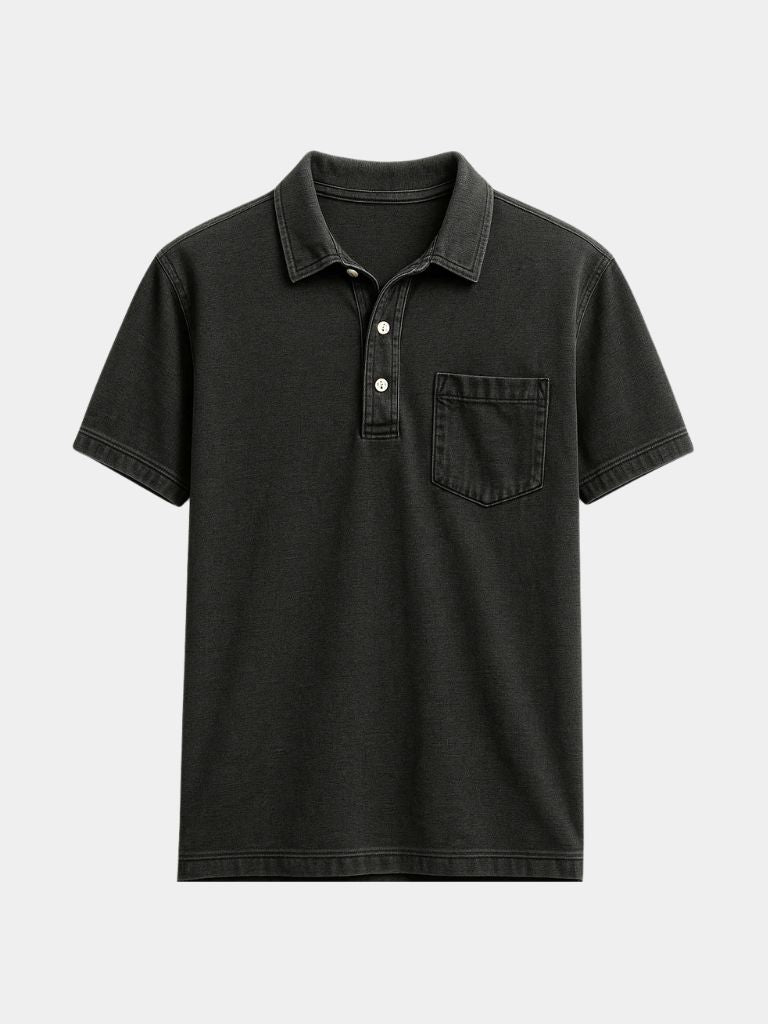 Lawrence | Denim-Look Pocket Polo Shirt