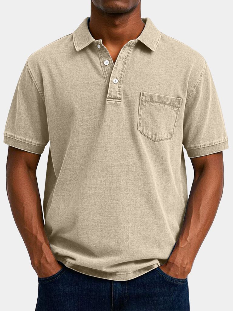 Lawrence | Denim-Look Pocket Polo Shirt