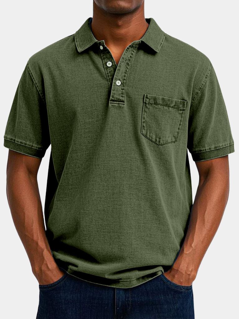 Lawrence | Denim-Look Pocket Polo Shirt