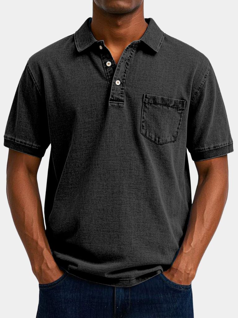 Lawrence | Denim-Look Pocket Polo Shirt