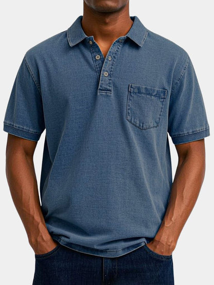Lawrence | Denim-Look Pocket Polo Shirt