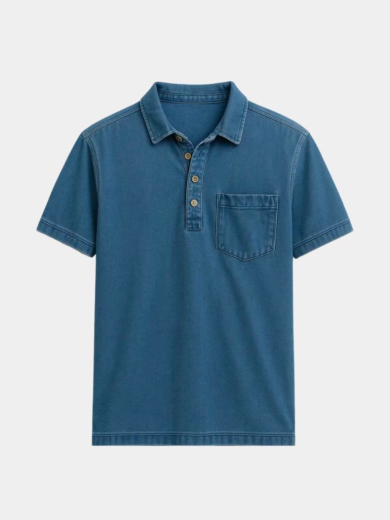 Lawrence | Denim-Look Pocket Polo Shirt