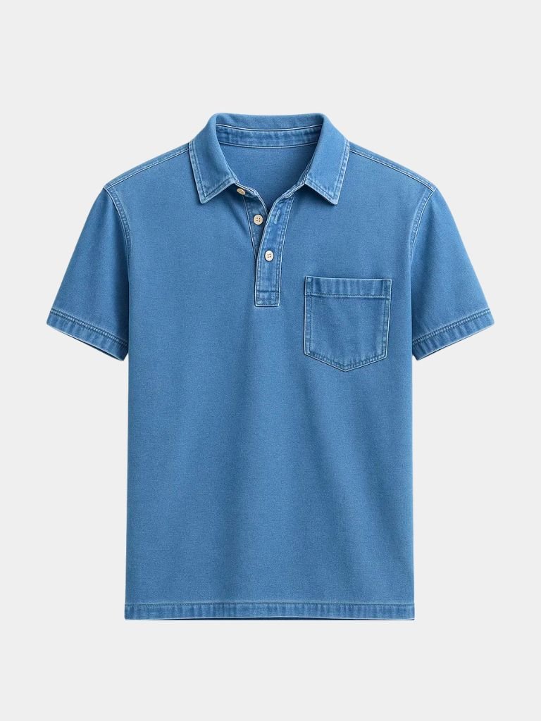 Lawrence | Denim-Look Pocket Polo Shirt