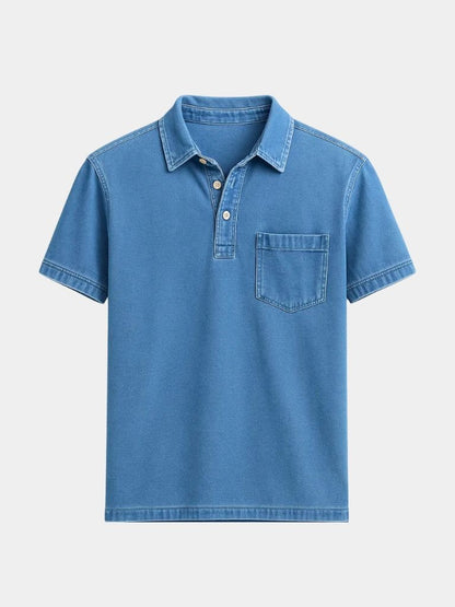 Lawrence | Denim-Look Pocket Polo Shirt