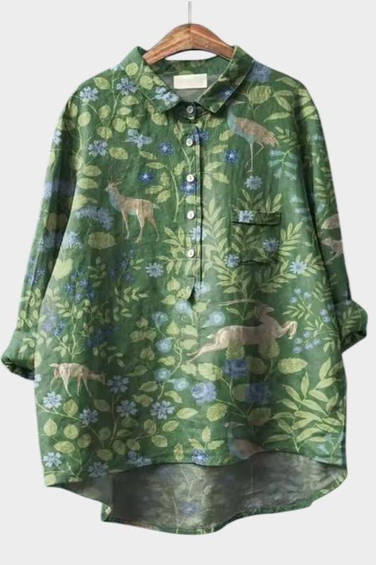 Lauren | Green Woodland Print Shirt