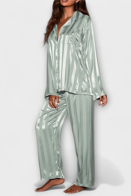 Laura | Satin-Look Long-Sleeve Trouser Set