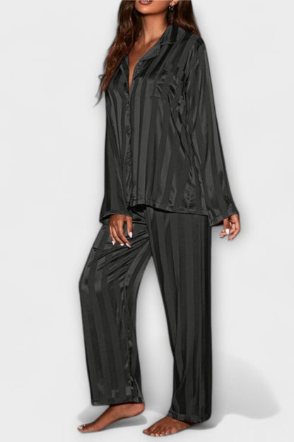 Laura | Satin-Look Long-Sleeve Trouser Set