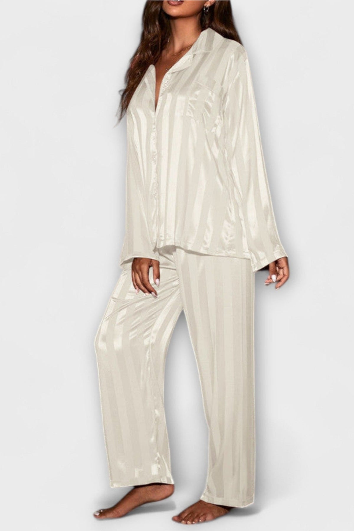 Laura | Satin-Look Long-Sleeve Trouser Set