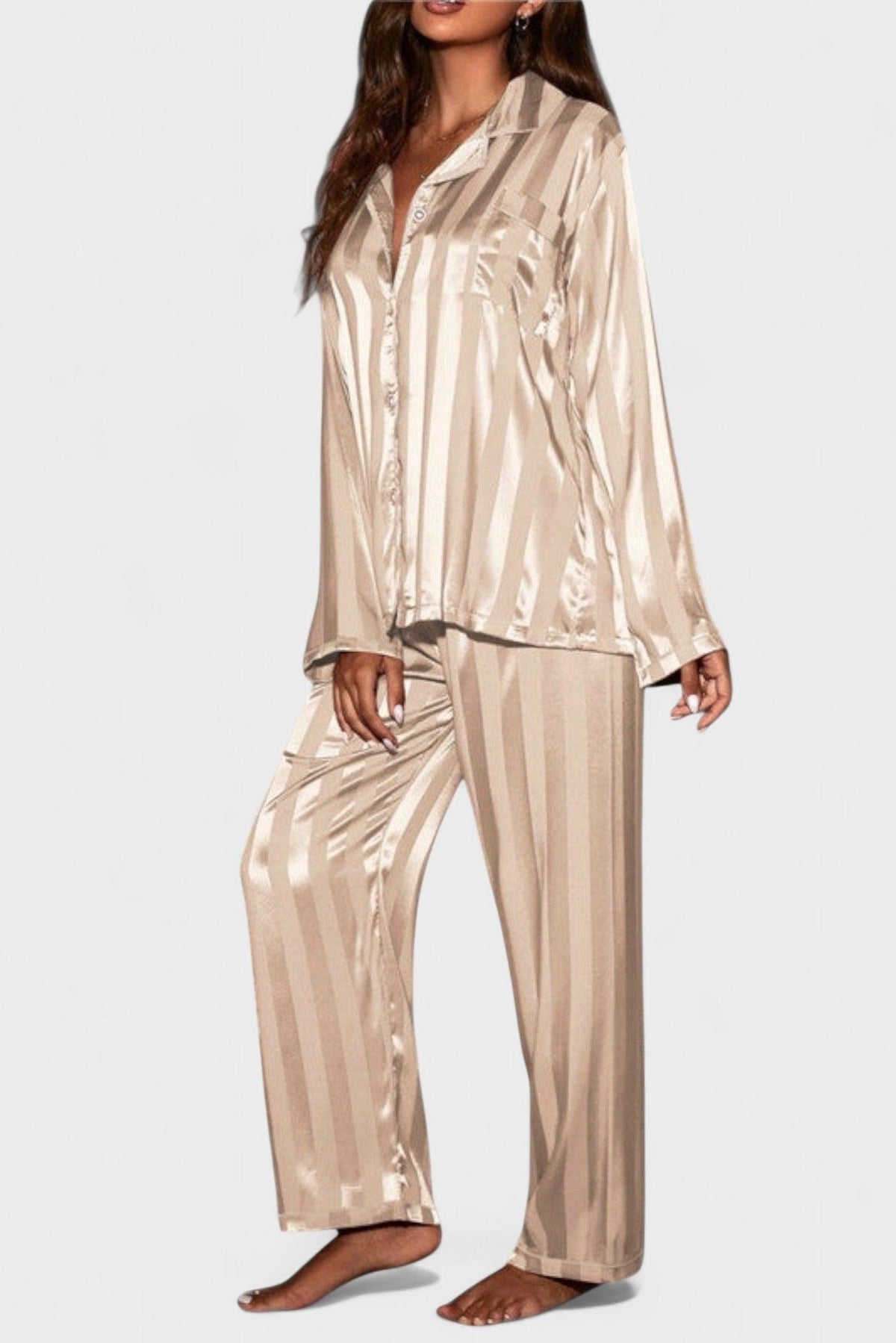 Laura | Satin-Look Long-Sleeve Trouser Set
