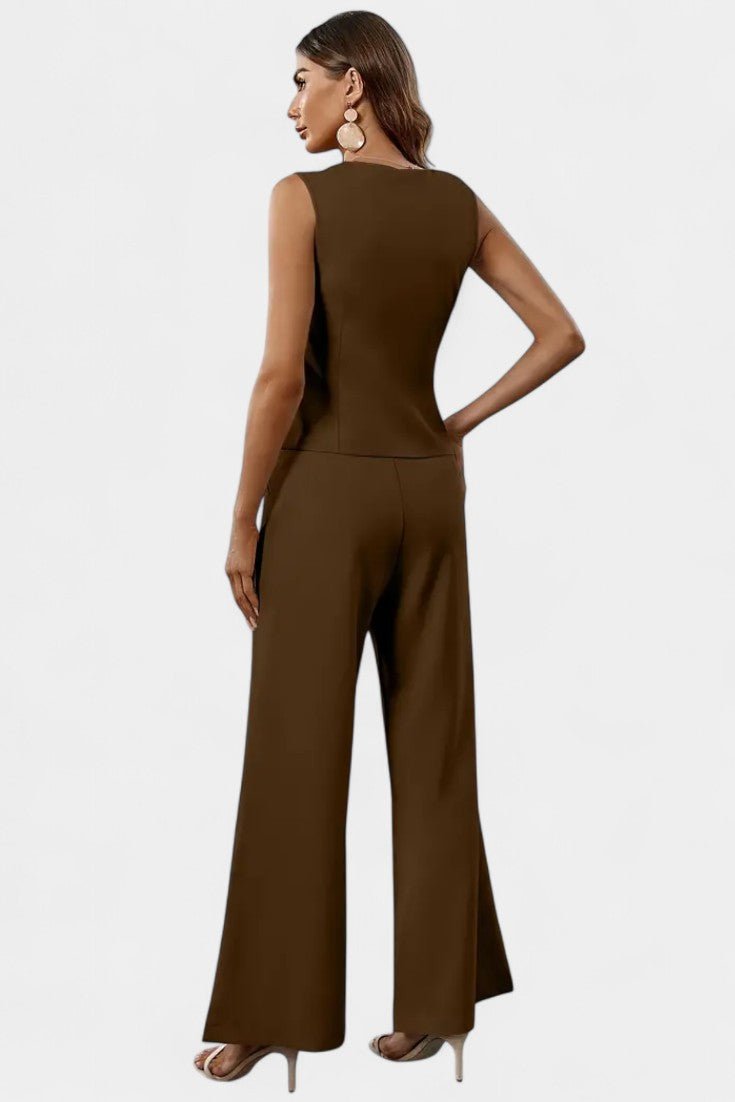 Laura | Asymmetric Waistcoat & Wide-Leg Trouser Set