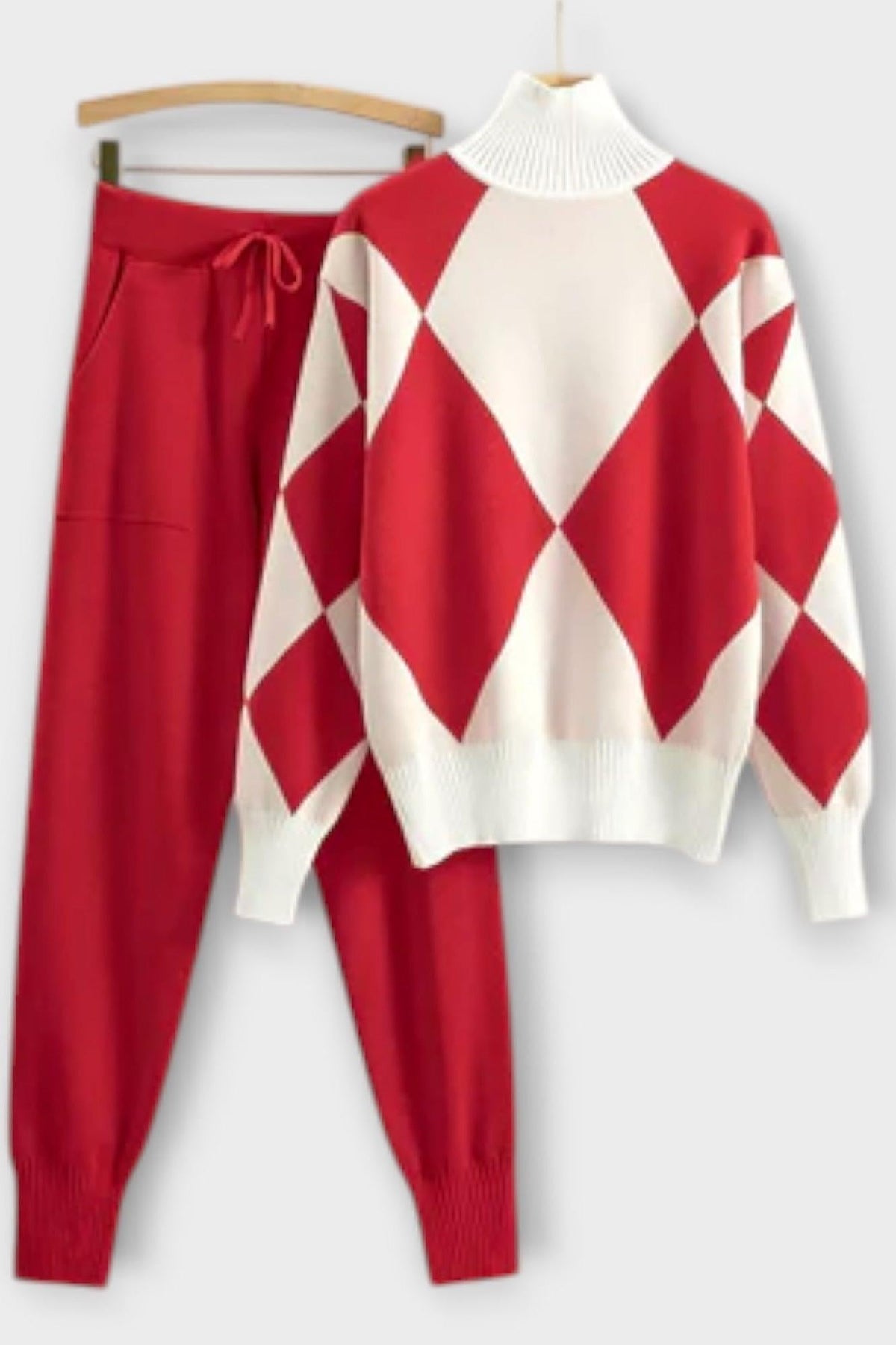 Laura | Argyle Knit Jumper & Trouser Set