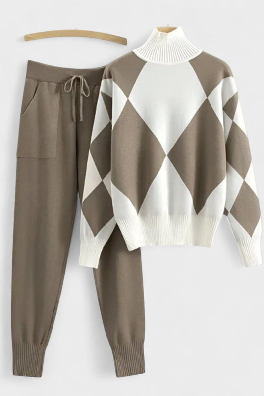 Laura | Argyle Knit Jumper & Trouser Set