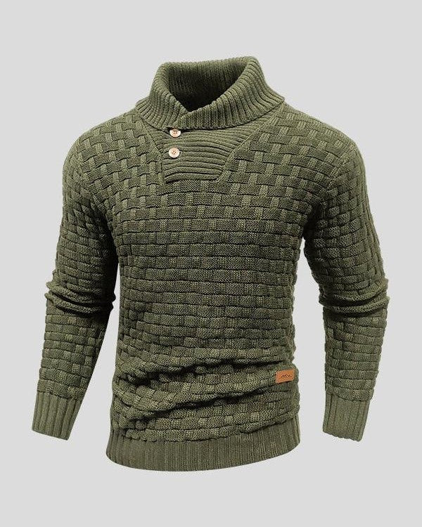 Laurie | Black Textured Button-Neck Jumper