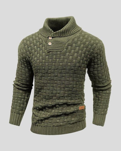 Laurie | Black Textured Button-Neck Jumper