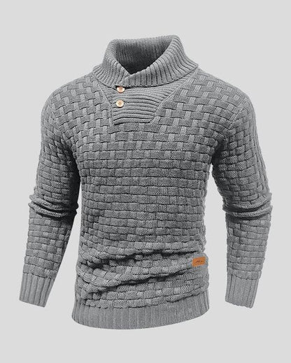 Laurie | Black Textured Button-Neck Jumper