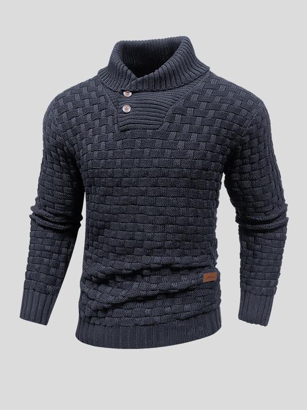 Laurie | Black Textured Button-Neck Jumper