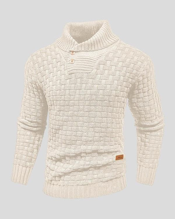 Laurie | Black Textured Button-Neck Jumper