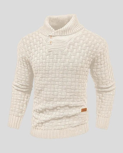 Laurie | Black Textured Button-Neck Jumper