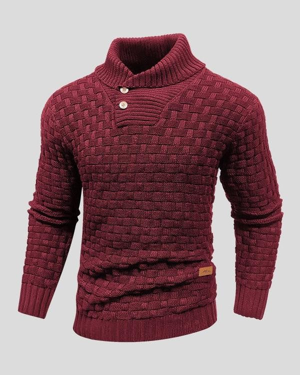 Laurie | Black Textured Button-Neck Jumper