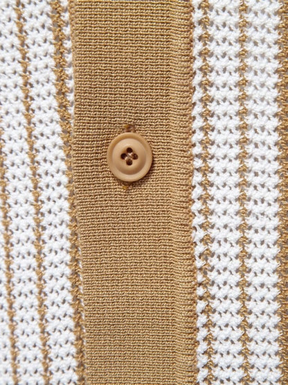 Lachlan | Striped Button-Front Knit Polo