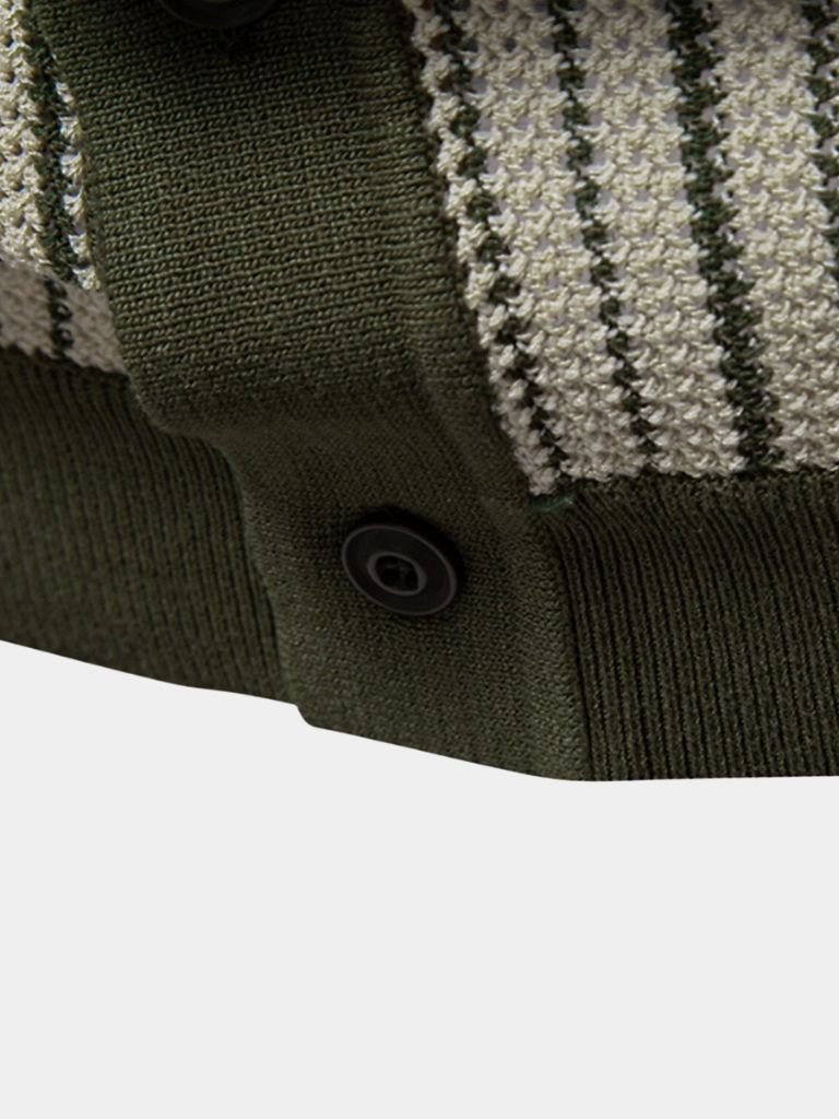Lachlan | Striped Button-Front Knit Polo