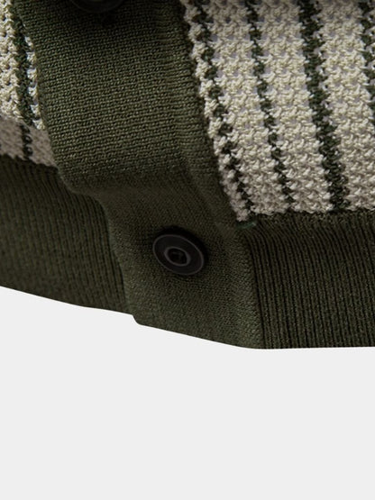 Lachlan | Striped Button-Front Knit Polo