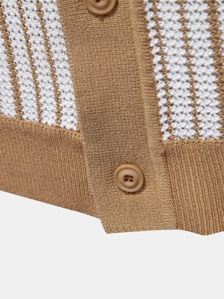 Lachlan | Striped Button-Front Knit Polo