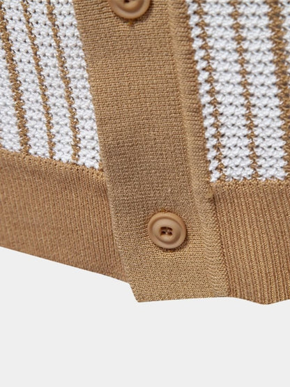 Lachlan | Striped Button-Front Knit Polo