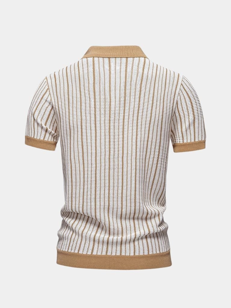 Lachlan | Striped Button-Front Knit Polo