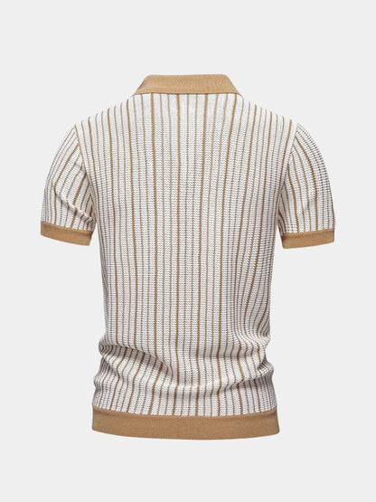 Lachlan | Striped Button-Front Knit Polo
