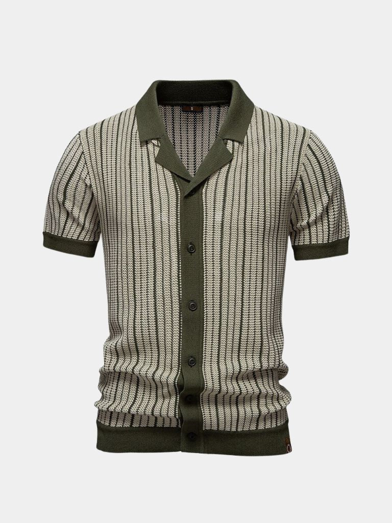 Lachlan | Striped Button-Front Knit Polo