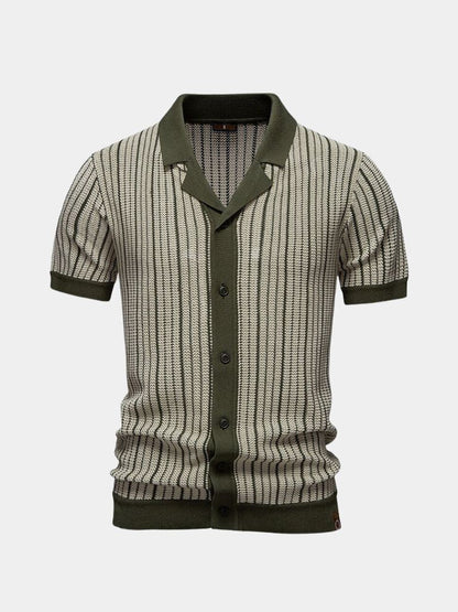 Lachlan | Striped Button-Front Knit Polo