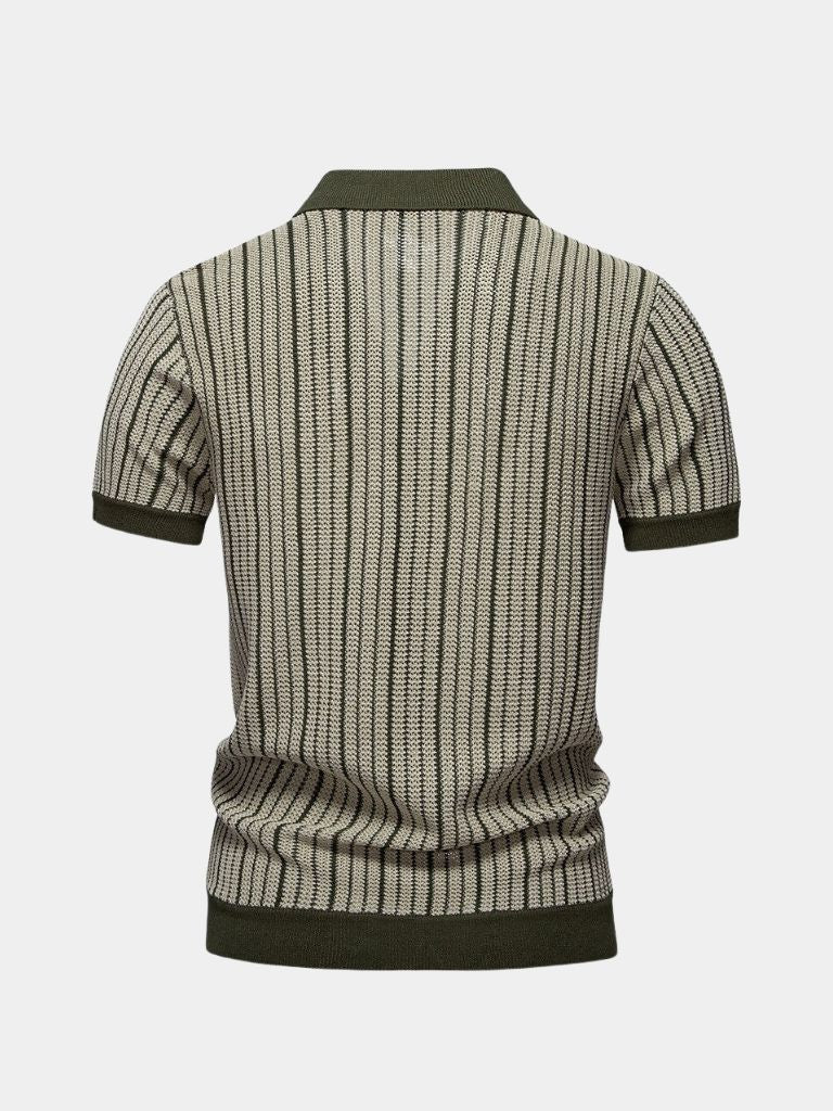 Lachlan | Striped Button-Front Knit Polo